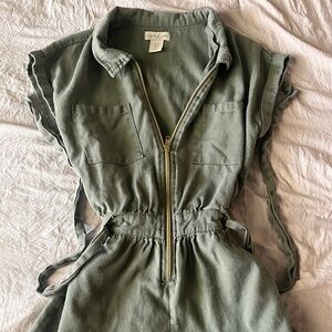 Green Zip-Up Romper